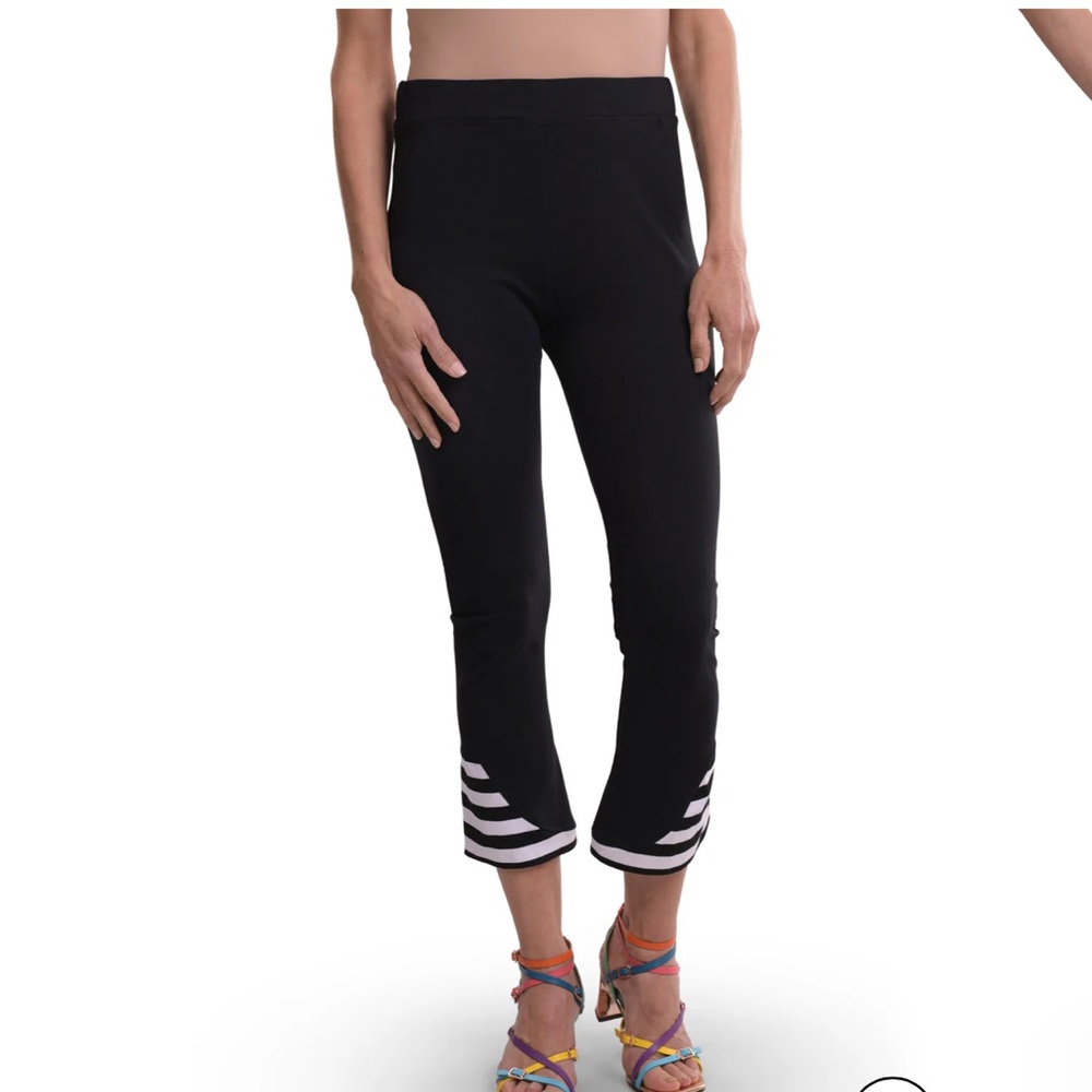 Cropped Slim Pant from Alembika with Striped, Flared Bottoms